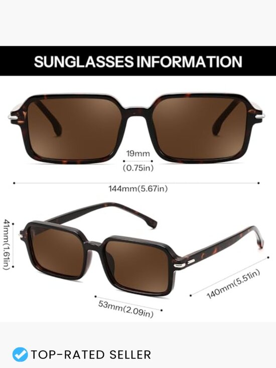 Trendy Rectangle Sunglasses Retro Slim Square Sun Glasses UV400 Protection main image 6
